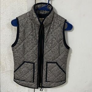 J. Crew Black and Gray Puffer Vest